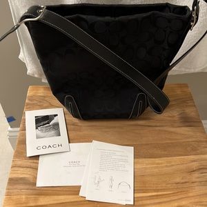 Coach bucket bag black with leather trim